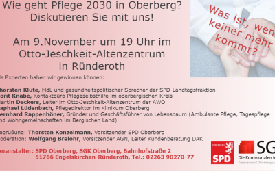 Wie geht Pflege 2030 in Oberberg? Diskutieren Sie mit uns!